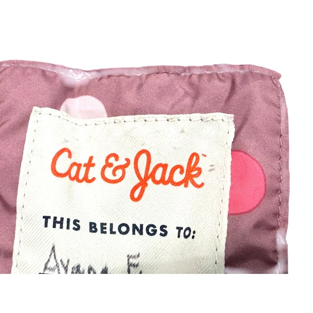Cat & Jack Girls Purple Polka Dot Puffer Jacket Hooded Size S 6/7 VN1119796